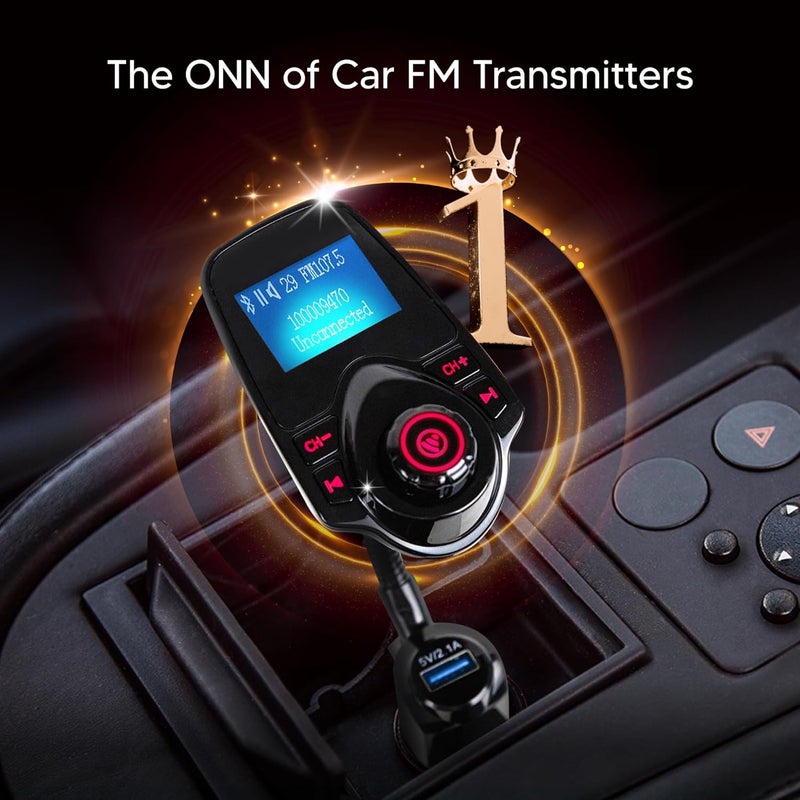 ONN Upgraded 2025 Bluetooth Car FM Transmitter, 1.44” LCD Display, Flexible Gooseneck, Hands-Free Calling, Dual USB Fast Charger, AUX & Micro SD Support for Cars, SUVs & Trucks - Image 3